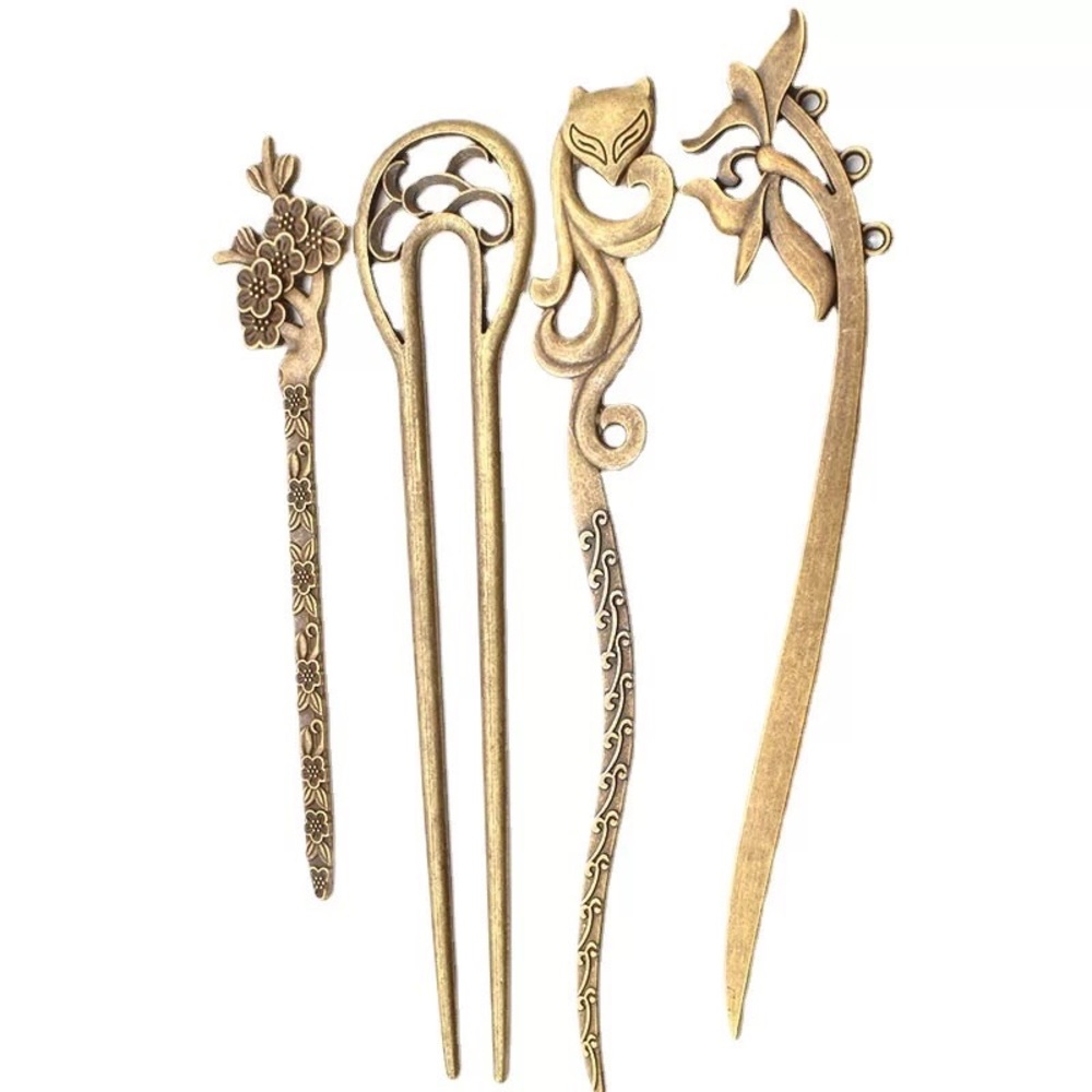4pcs Bronze Vintage Hair Sticks